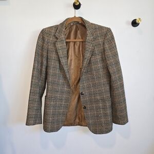 Brown Wool Houndstooth Blazer